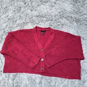 Loose cropped magenta sweater